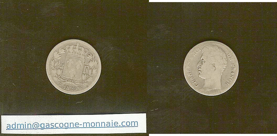 half franc Charles X 1829W F/gF